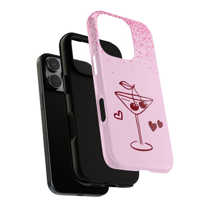Cherry Blossom Cocktail Phone Case with Pink Sprinkles for Popular Smartphones