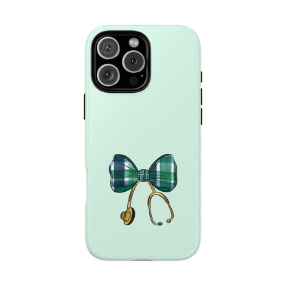 Green Tartan Bow Healthcare Hero Tough Phone Case - Medical Appreciation Gift - Nurse & Doctor Tribute