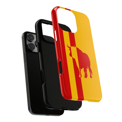 Retro Spain Tough Phone Case - Bold Bull Silhouette Design - Vintage Spanish Flag Style