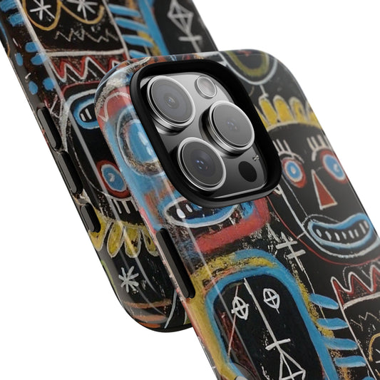 Basquiat-style Abstract Expressionism Tough Cases, Street-Inspired Symbolic Art, Primitive Urban Phone Case, Unique Protective Cover, Trendy