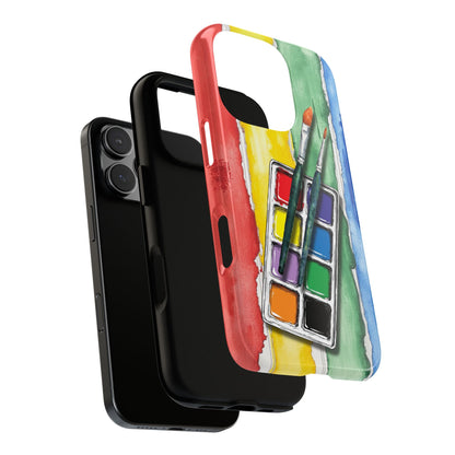 Paint Palette Stripes Tough Phone Case - Colourful Watercolour Art Design for Popular Smartphones