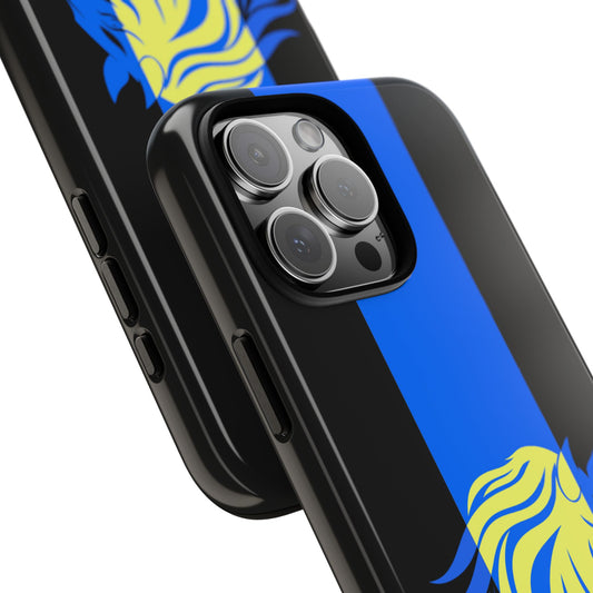 Electric Noir Stallion - Neon Horse Silhouette - Futuristic Tough Phone Case with Striking Colour Contrast