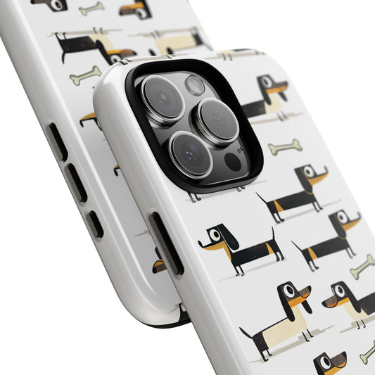Classic Dachshund Tough Phone Case - Retro Sausage Dog Pattern - Cute Wiener Dog Gift - Funny Pet Lover Phone Cover