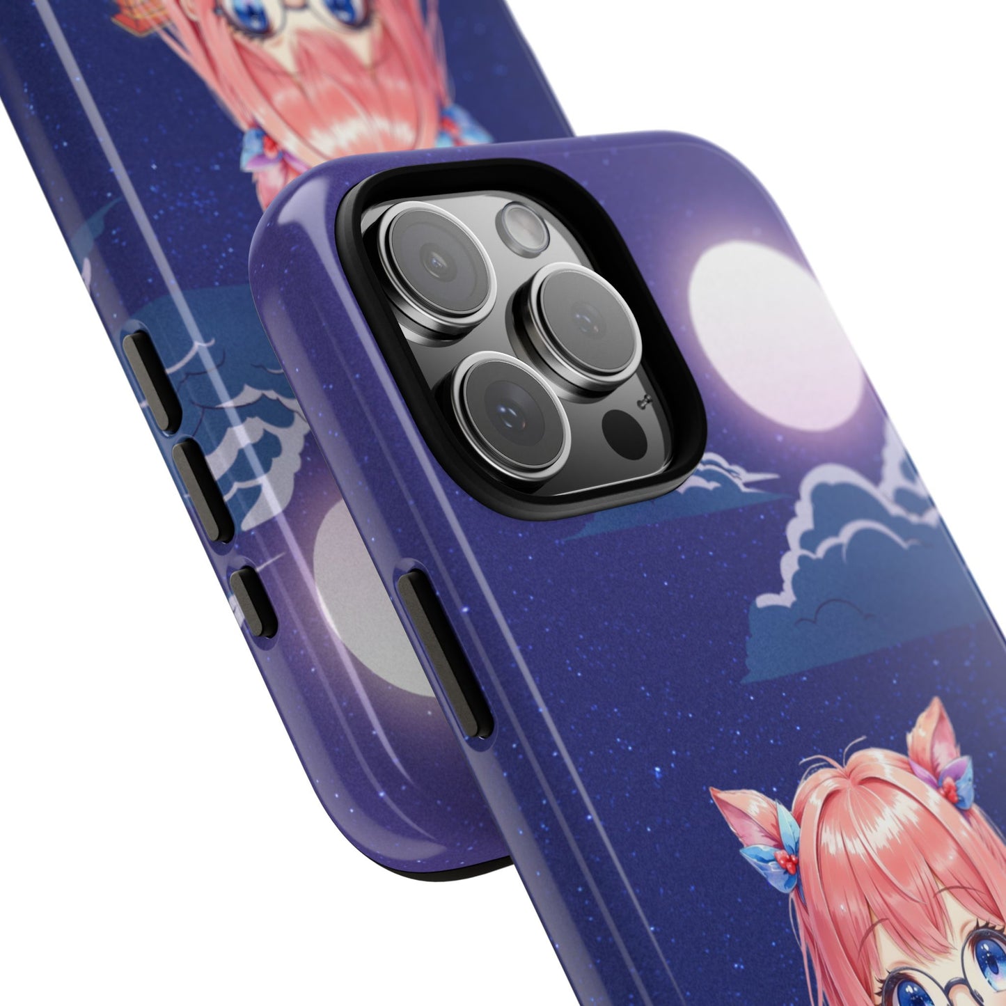 Moonlit Bridge Girl - Anime Style Tough Phone Case - Aesthetic Night Sky Design - Protective & Stylish Cover