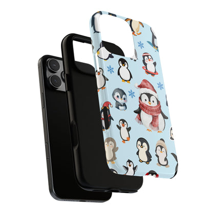 Penguin Pattern Tough Phone Case - Winter Penguin Design - Kawaii Animal Phone Cover
