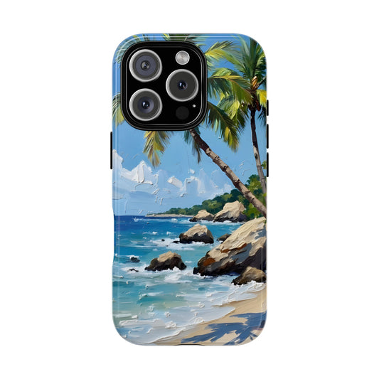 Impasto Beach Scene Phone Case for iPhone 16 15 14 13 12 11 Pro Max Mini, Samsung Galaxy S25 S24 S23 S22 S21 S20 Plus Ultra and Google Pixel