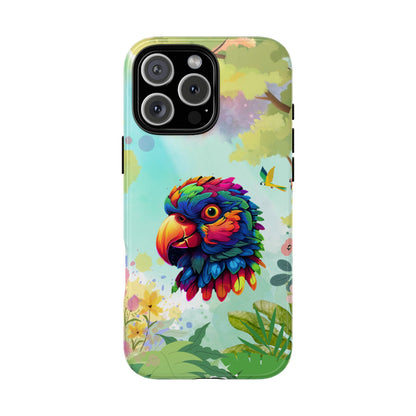 Pop Art Parrot Phone Case - Colorful Jungle Bird Artwork - Tropical Nature Tough Case