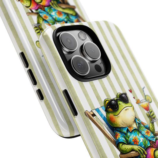Chilled Frog Phone Case - Relaxed Holiday Frog Illustration Tough Cover