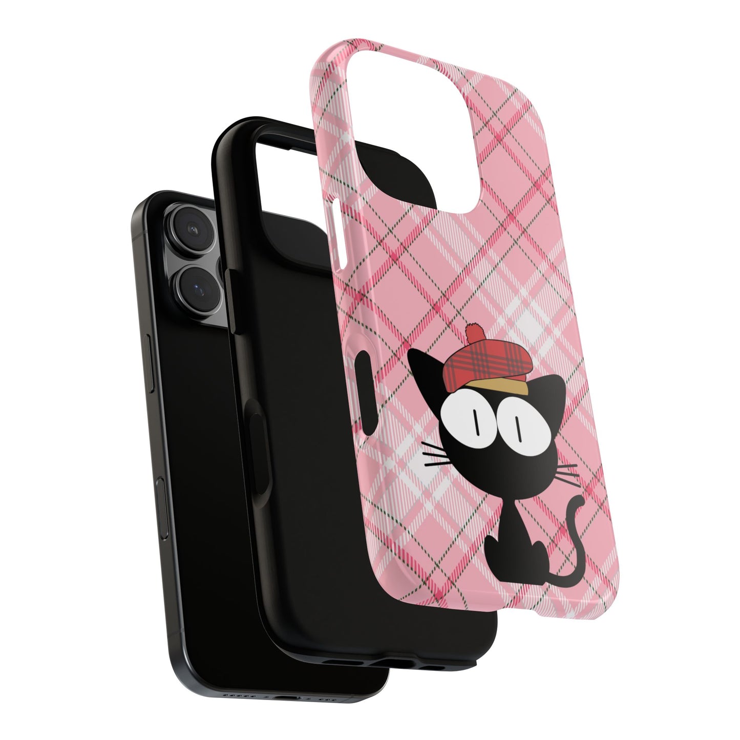Tough Case, Cat Lover Gift, Scottish Cat on Tartan, Plaid Cute Kawaii Phone Cover, Best Friend Present, Phone Case