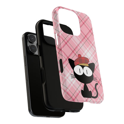 Tough Case, Cat Lover Gift, Scottish Cat on Tartan, Plaid Cute Kawaii Phone Cover, Best Friend Present, Phone Case
