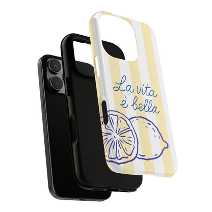 La Vita è Bella Lemon Phone Case - Italian Quote Summer Citrus Design for Popular Smartphones