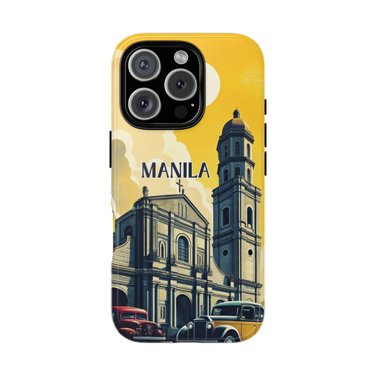 Vintage Manila Travel Phone Case for iPhone 16 15 14 13 12 11 Pro Max, Samsung Galaxy S25 S24 S23 S22 S21 S20 Plus Ultra and Google Pixel