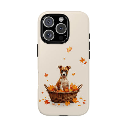 Staffie Puppy Autumn Basket Tough Phone Case - Cute Staffordshire Bull Terrier Gift for Popular Smartphones