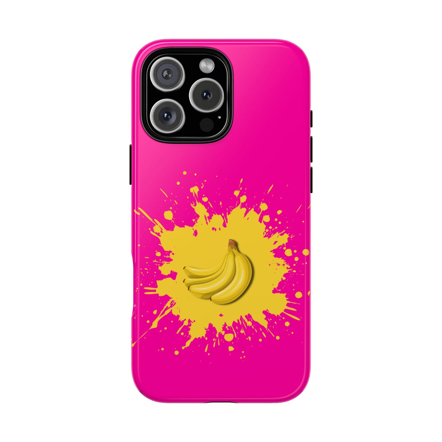 Banana Pop Tough Phone Case - Hot Pink Yellow Splash - Bright Fruit Aesthetic