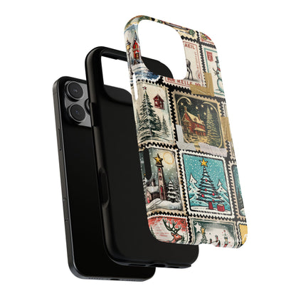 Retro Holiday Stamp Tough Phone Case - Vintage Christmas Collage with Cozy Winter Charm
