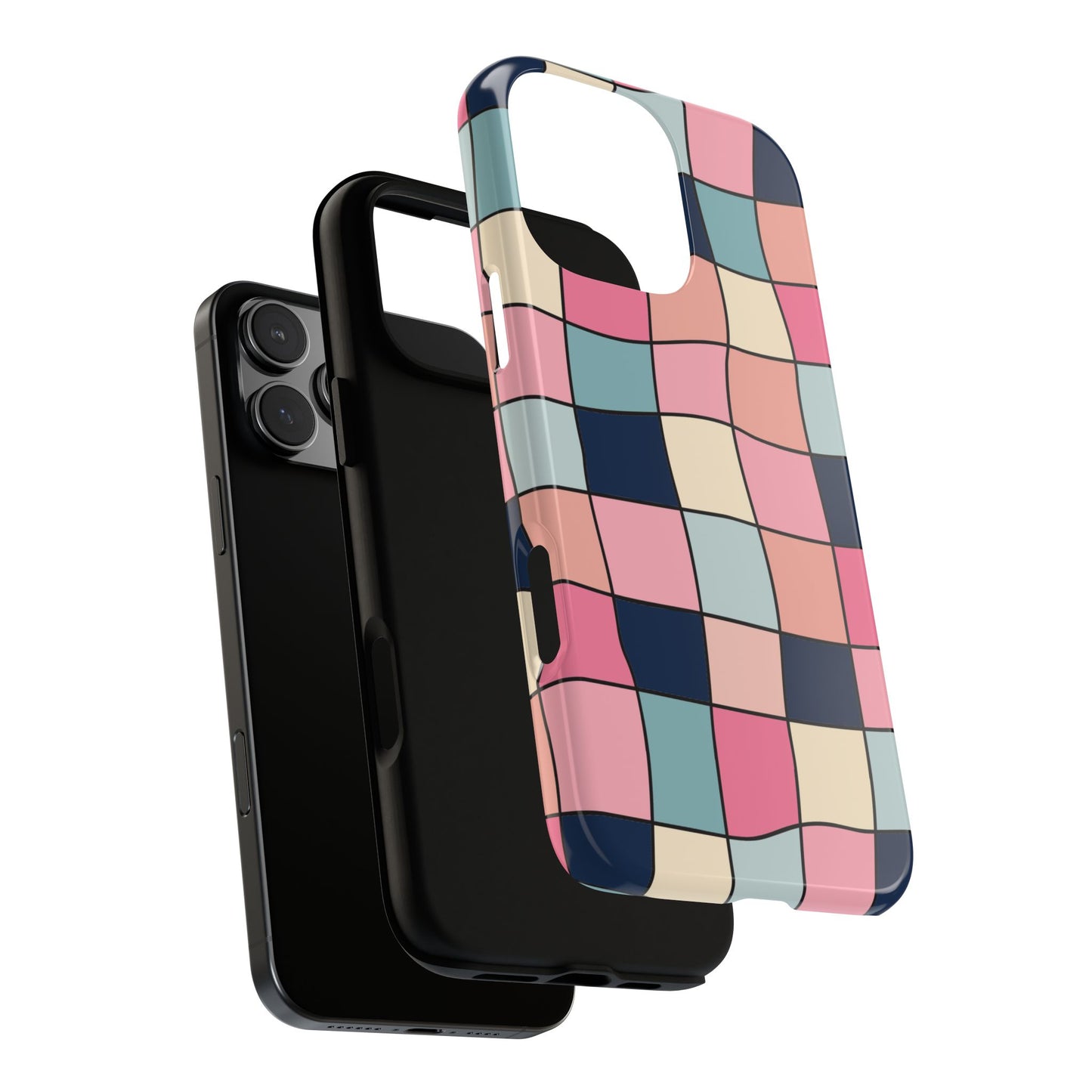 Wavy Retro Tiles - Pastel Checker Tough Phone Case