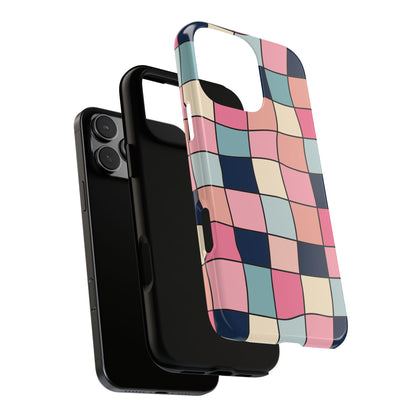 Wavy Retro Tiles - Pastel Checker Tough Phone Case