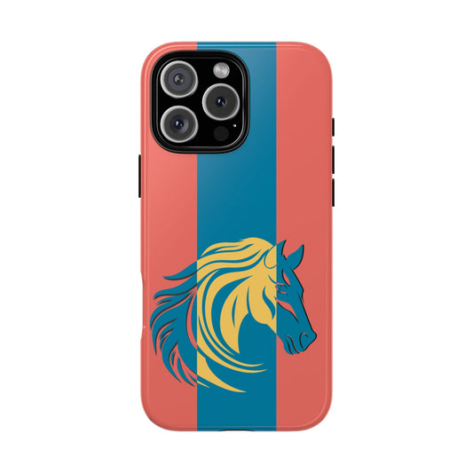 Sunset Pulse Stallion - Coral & Teal Horse Design - Vibrant Tough Phone Case for Modern Style Lovers