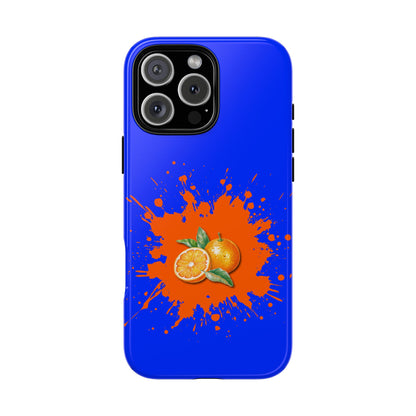 Orange Zest Tough Phone Case - Blue Orange Splash - Citrus Pop Aesthetic