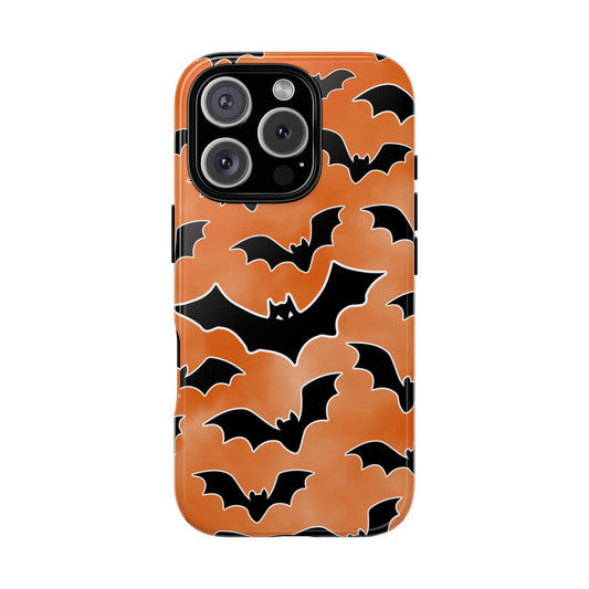 Halloween Tough Phone Case for Popular Smartphones - Flying Bats Pattern Design