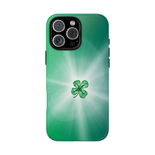 Four Leaf Clover Phone Case - Lucky Irish Aesthetic Green Shamrock Gift