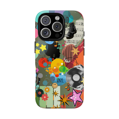 Retro Vinyl Collage Tough Phone Case - Psychedelic Music Art Pop Design