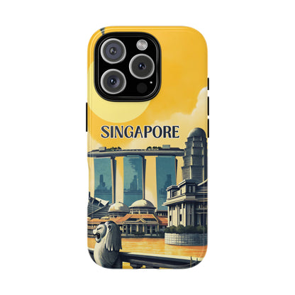 Vintage Singapore Travel Phone Case for iPhone 16 15 14 13 12 11 Pro Max, Samsung Galaxy S25 S24 S23 S22 S21 S20 Plus Ultra and Google Pixel