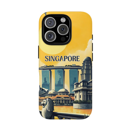 Vintage Singapore Travel Phone Case for iPhone 16 15 14 13 12 11 Pro Max, Samsung Galaxy S25 S24 S23 S22 S21 S20 Plus Ultra and Google Pixel