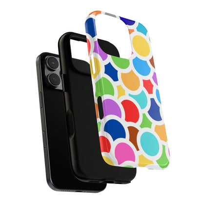 White Outline Circles Phone Case - Colorful Overlapping Abstract Art - Bold Geometric Tough , for iPhone, Samsung and Google Pixel