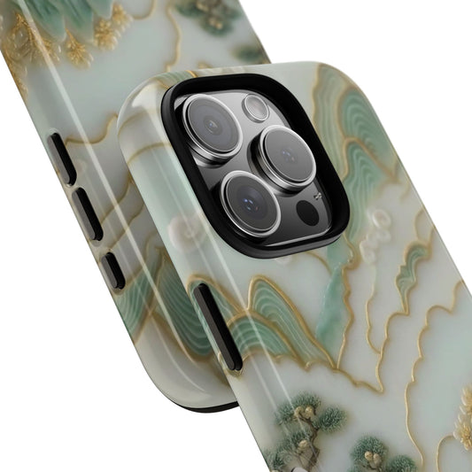 Asian Jade Carving Style Tough Cases, Chinese Landscapes, Mountain View, Bonsai Trees Phone Case, Protective Phone Cover, Unique Gift,