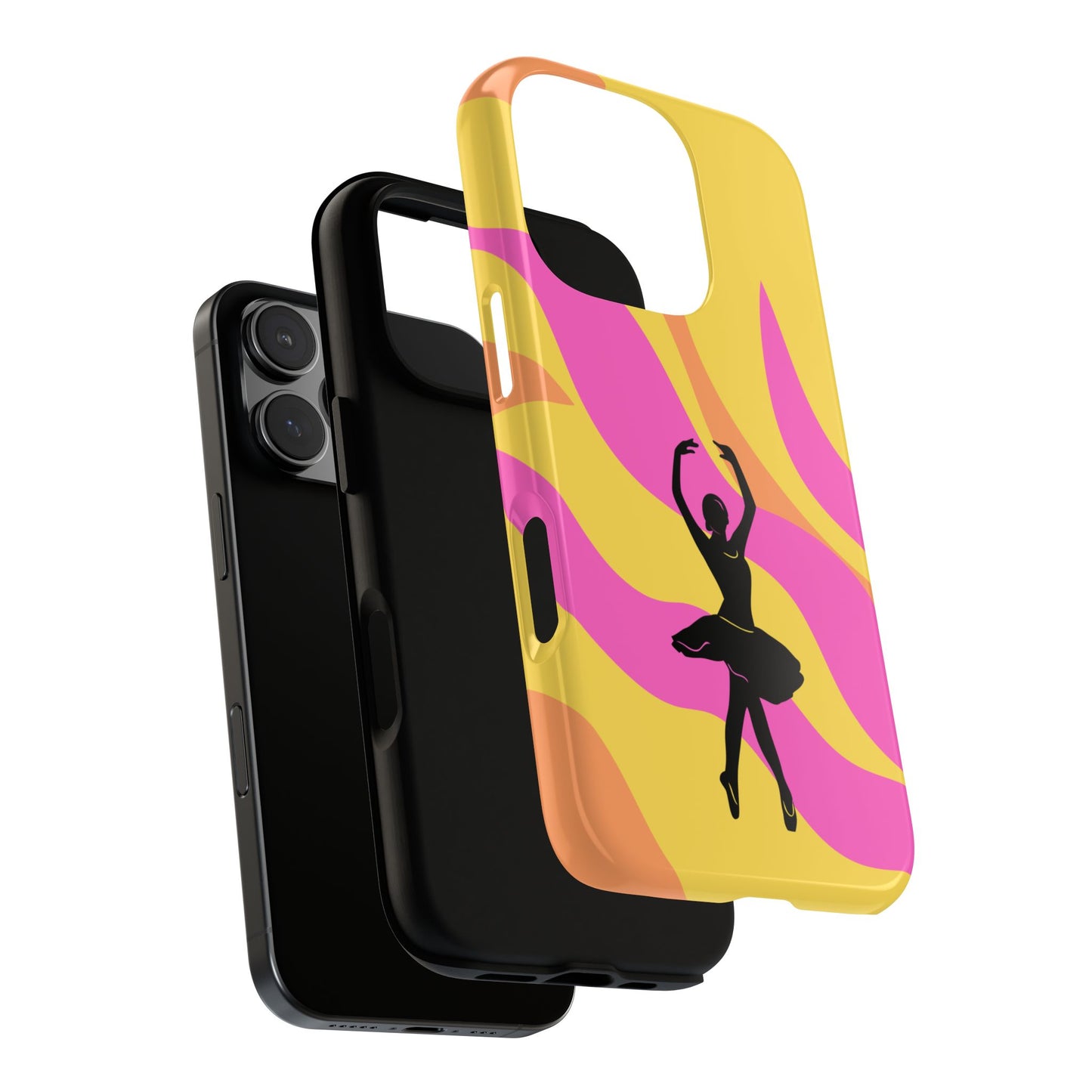 The Firey Ballerina Phone Case - Silhouette with Abstract Flames, Fits iPhone, Samsung Galaxy and Google Pixel, various models