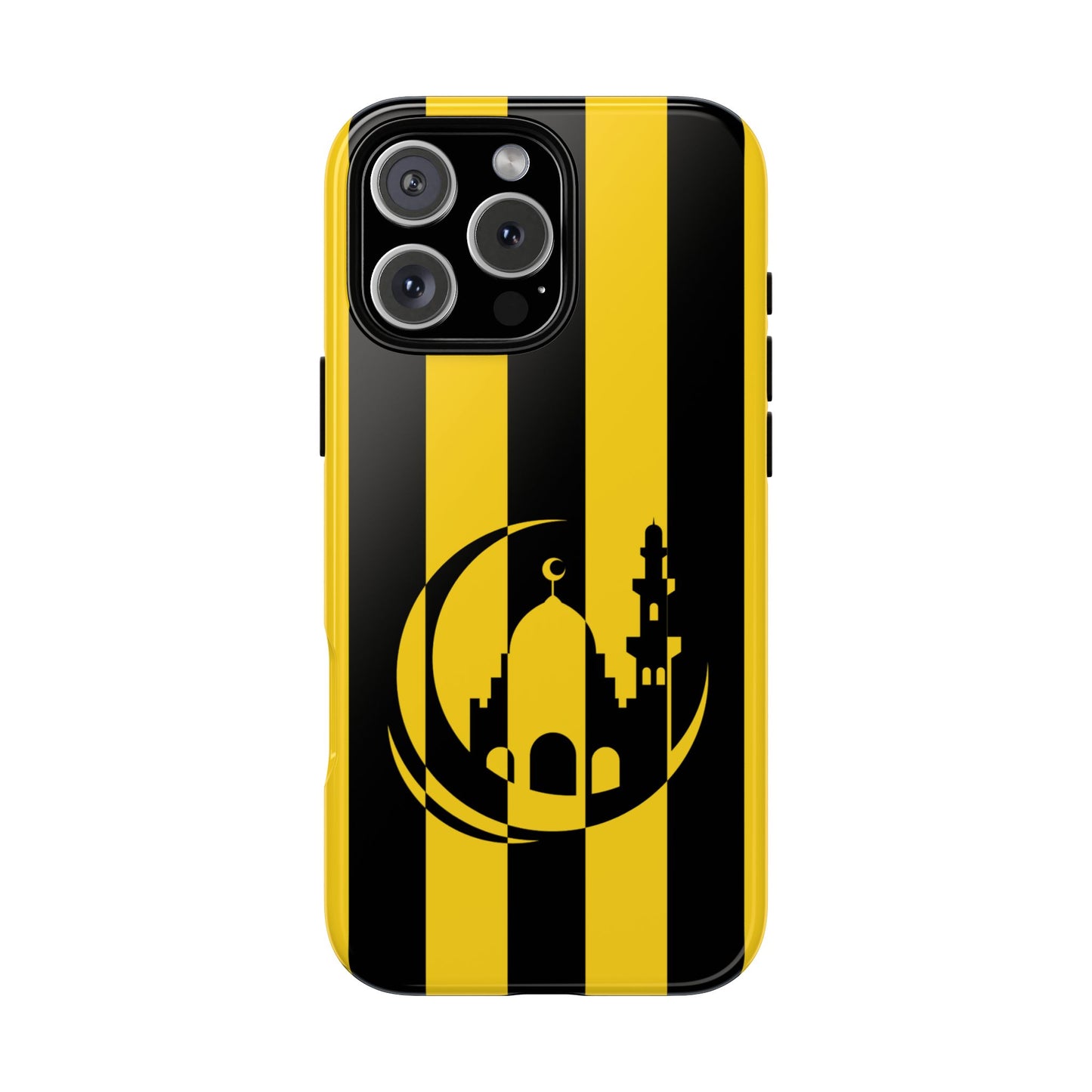 Mosque Crescent Tough Phone Case - Black Gold Stripe