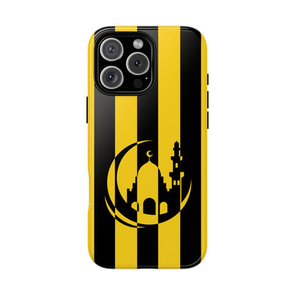 Mosque Crescent Tough Phone Case - Black Gold Stripe