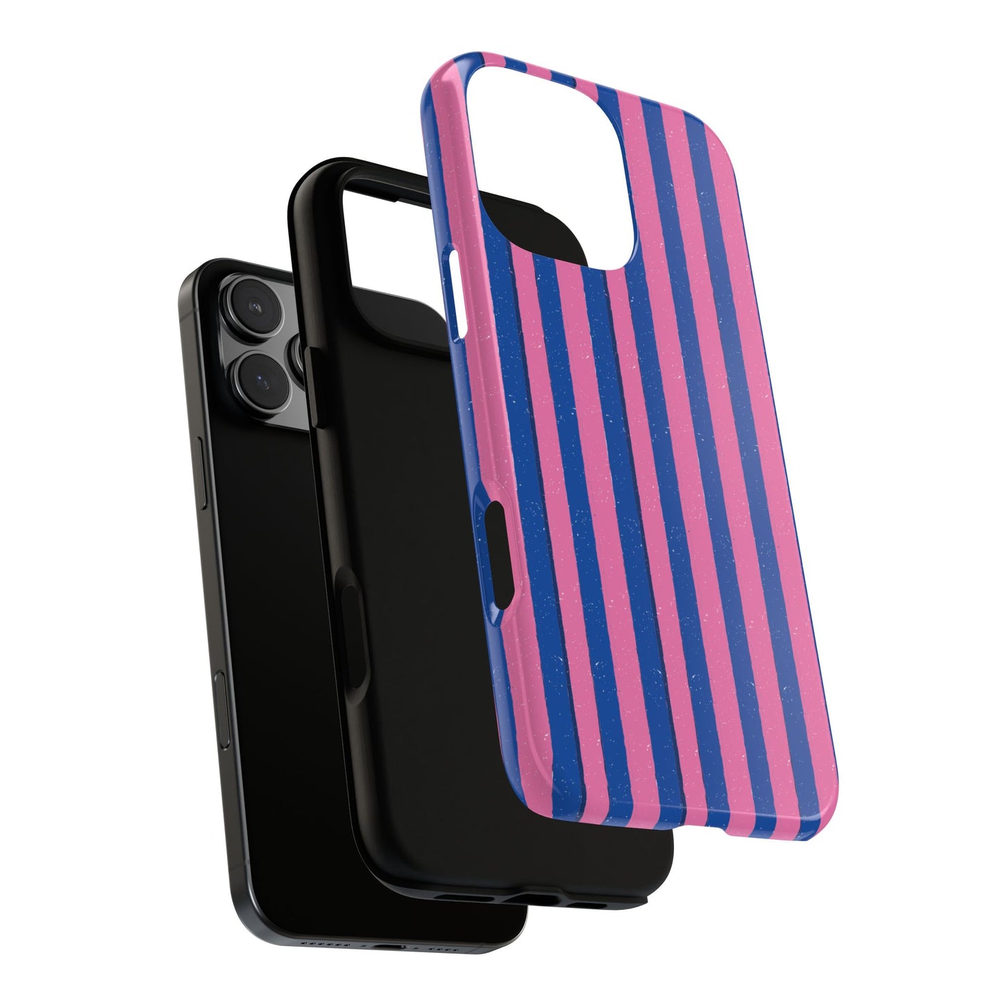 Blue & Pink Stripe Tough Phone Case - Bold Minimalist Pattern with Retro Edge