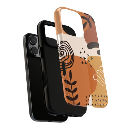 Boho Abstract Earth Tone Phone Case - Modern Minimal Art for iPhone & Samsung - Neutral Retro Pattern