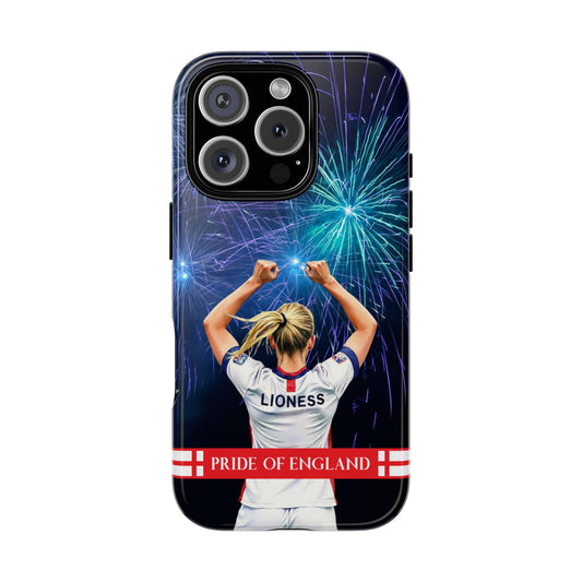 Lionesses Euro 2025 Champions Tough Case - Pride of England Design - Fireworks Victory Scene for iPhone & Samsung Phones