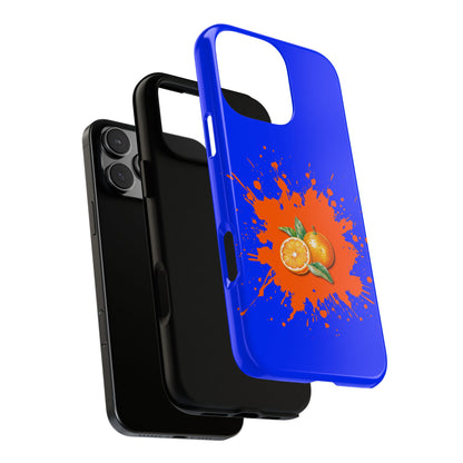 Orange Zest Tough Phone Case - Blue Orange Splash - Citrus Pop Aesthetic