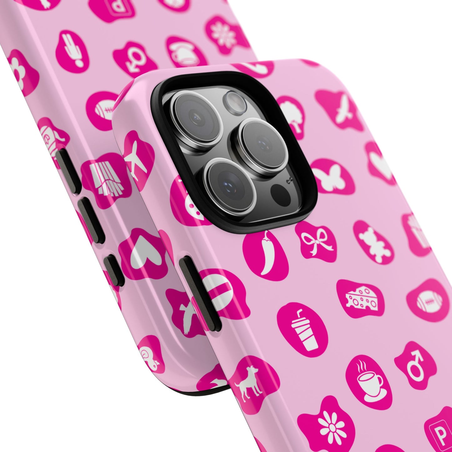 Pink Icons Pattern Phone Case - Symbol Doodle Design