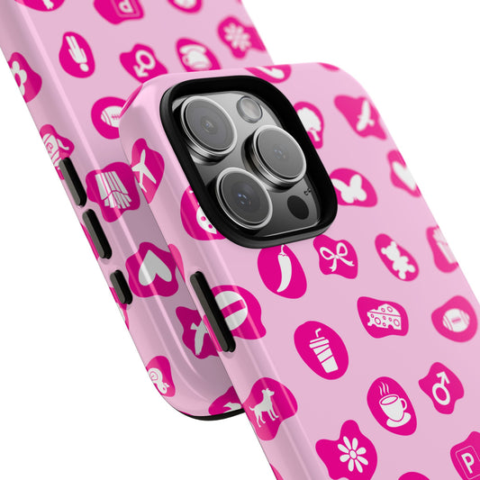 Pink Icons Pattern Phone Case - Symbol Doodle Design