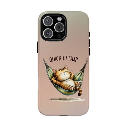 Cute Sleeping Cat Phone Case - Quick Catnap Design - Cozy Cat Illustration - Relaxing Aesthetic Case - Animal Lover Gift
