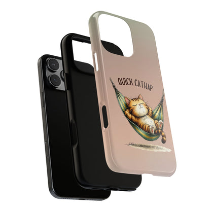 Cute Sleeping Cat Phone Case - Quick Catnap Design - Cozy Cat Illustration - Relaxing Aesthetic Case - Animal Lover Gift