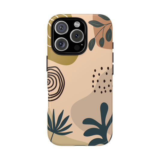 Muted Boho Botanical Phone Case - Abstract Nature-Inspired Design for iPhone & Samsung - Earthy Modern Vibe