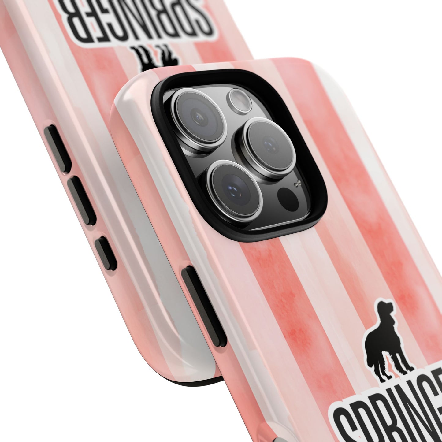Springer Spaniel Phone Case - Coral Stripe Dog Design for iPhone & Samsung - Energetic Dog Gift