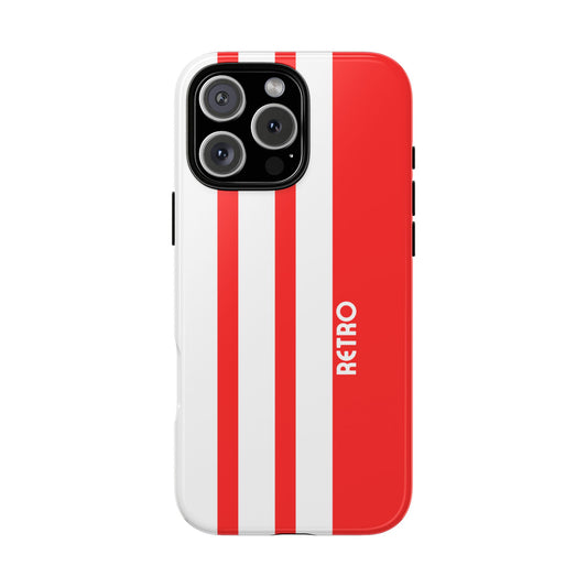 Retro Three Stripe Phone Case - Minimalist Athletic Style - Bold Red White Design - Tough Protection Cover