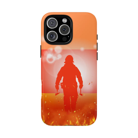 Fire Service Tribute Phone Case - Abstract Firefighter Silhouette - UK Emergency Services Tough Cover