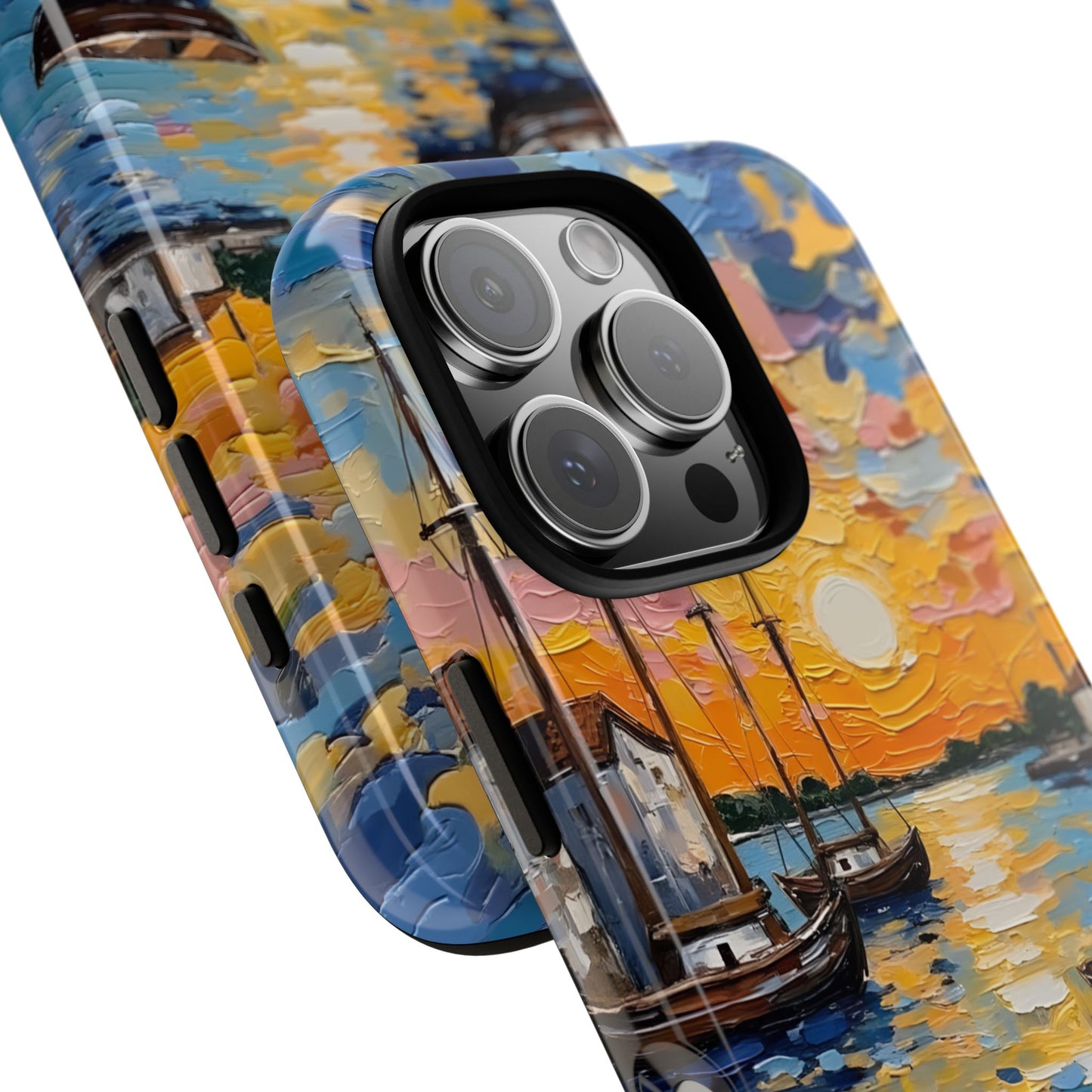 Impasto Style Harbour Sunset Phone Case for iPhone 16 15 14 13 12 11 Pro Max, Samsung S25 S24 S23 S22 S21 S20 Plus Ultra and Google Pixel