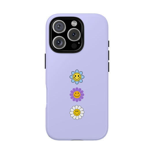 Retro Smileys in Lavender - Minimal Tough Phone Case Popular Smartphones