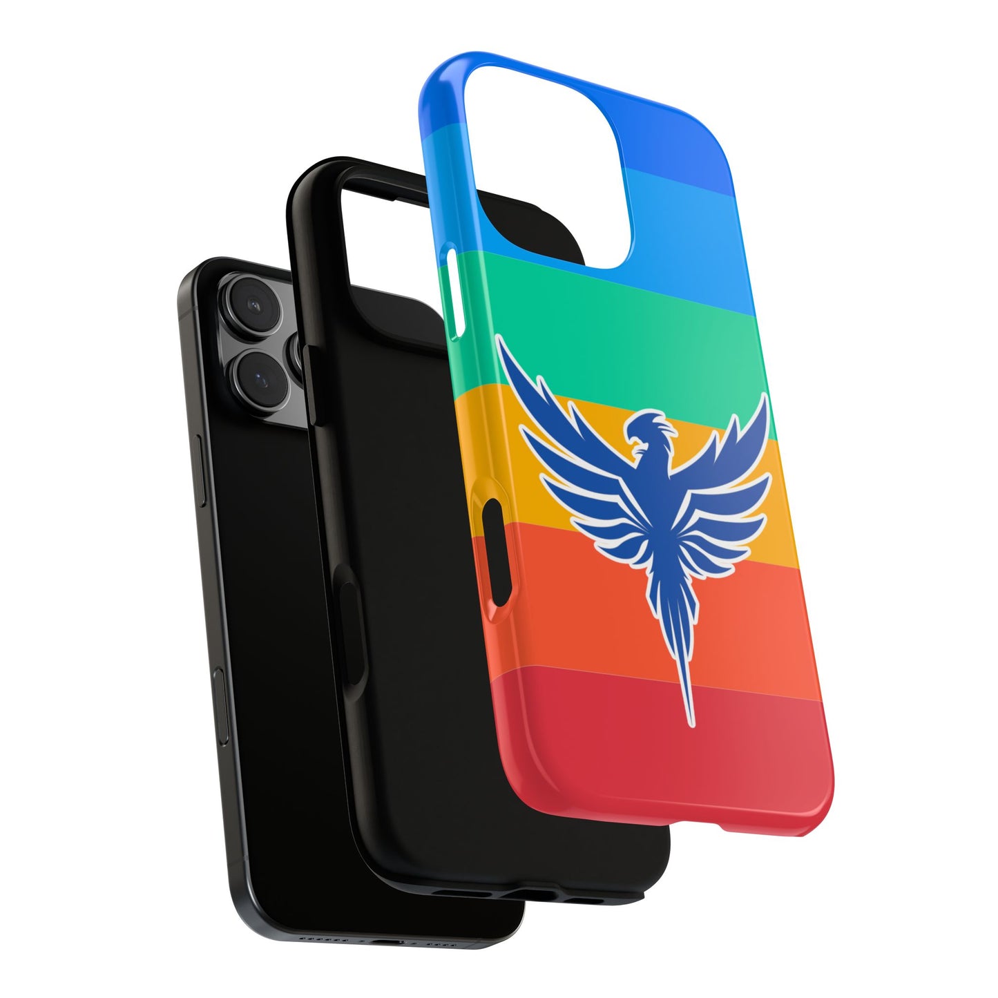 Pop Art Phoenix Tough Phone Case - Bold Rainbow Stripes - Graphic Bird Design
