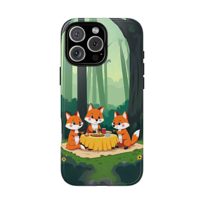 Fox Family Picnic Phone Case - Kids Tough Case for Popular Smartphones