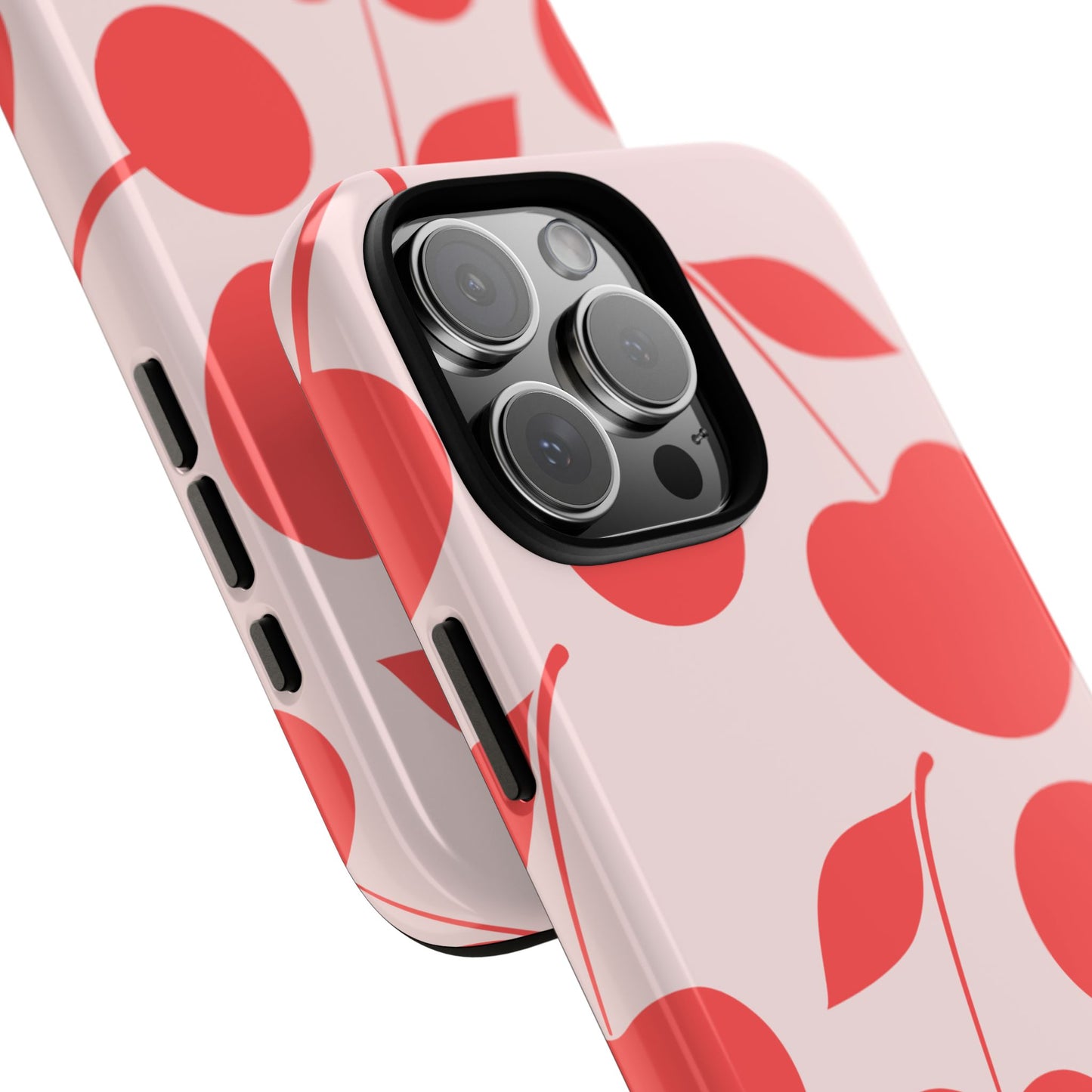 Cherry Pattern Tough Phone Case - Minimal Red Fruit Design with Playful Retro Vibe